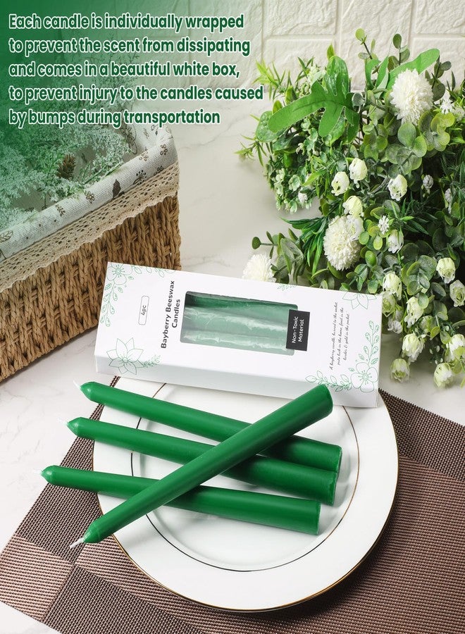 Conelist 4 Pcs 9 Inch Christmas Bayberry Scented Tapers Candles - Green Bayberry Legend Dripless Beewax Candle Sticks with Cotton Wick - Gift for Christmas Holiday Celebration - Image 3